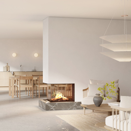 VISIO 70 bioethanol fireplace Room divider in a Nordic living room