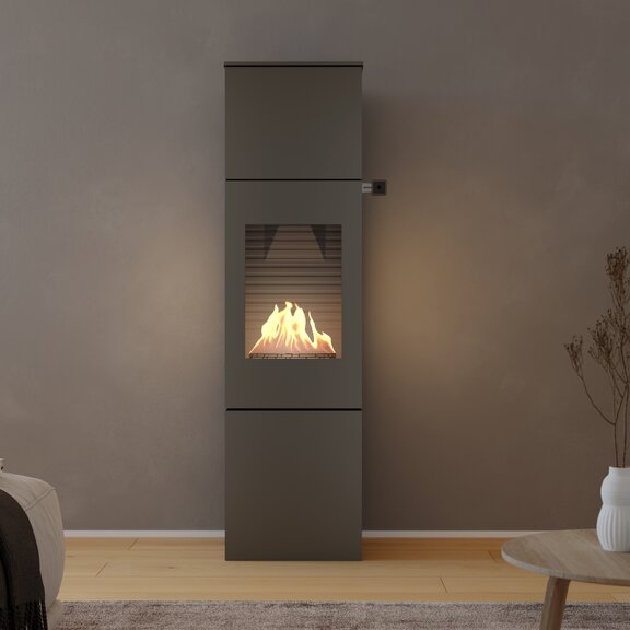NEXO 160 BIO bioethanol stove in platinum in a cosy living room