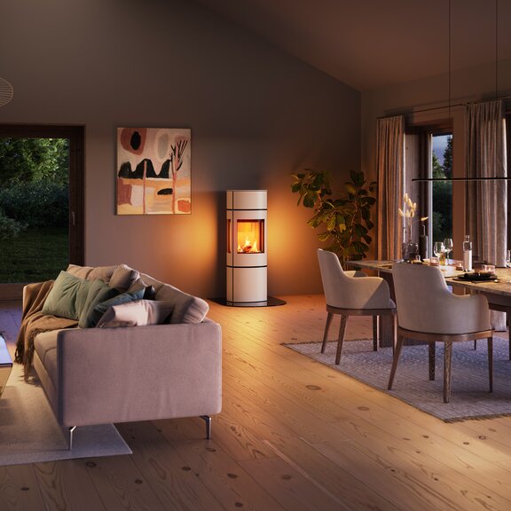 CARO 130 GAS in the colour sand in the living and dining room