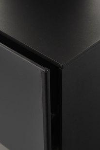High-quality steel processing of the door on the wood stove bionic fire STUDIO
