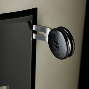 Oak wood handle black in round on a VIVA L with secure door closure SLS Self-Locking-System