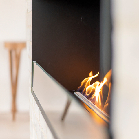 Bioethanol burner Montreal Front Glass pane in detail