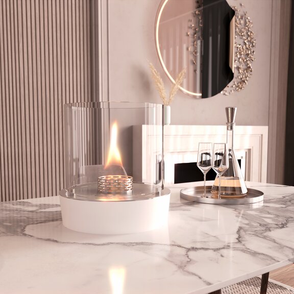 Nice bioethanol burner on an elegant dining table