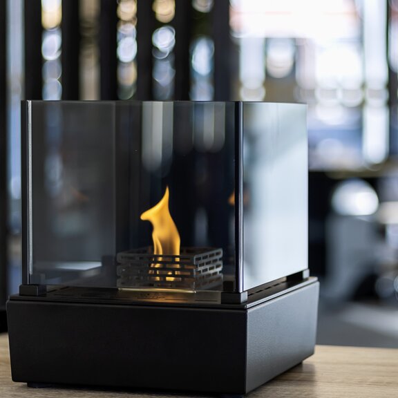 Bioethanol fireplaces Nice with black base unit and bright flame