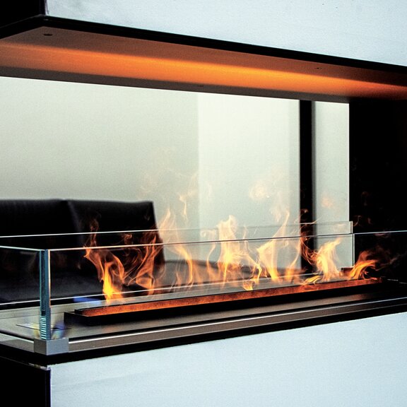 Hybrid Mist Electric Fire Glass Panel room divider